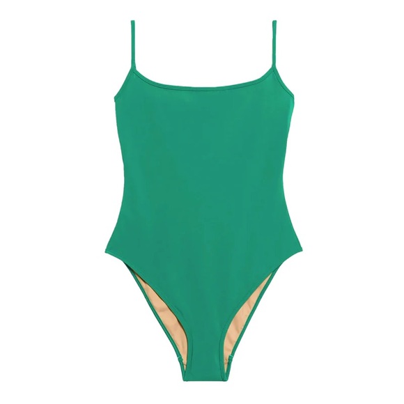 Nu Swim Noodle Swimsuit Algae Emerald Green One Piece Spaghetti Straps Smal - Picture 1 of 4